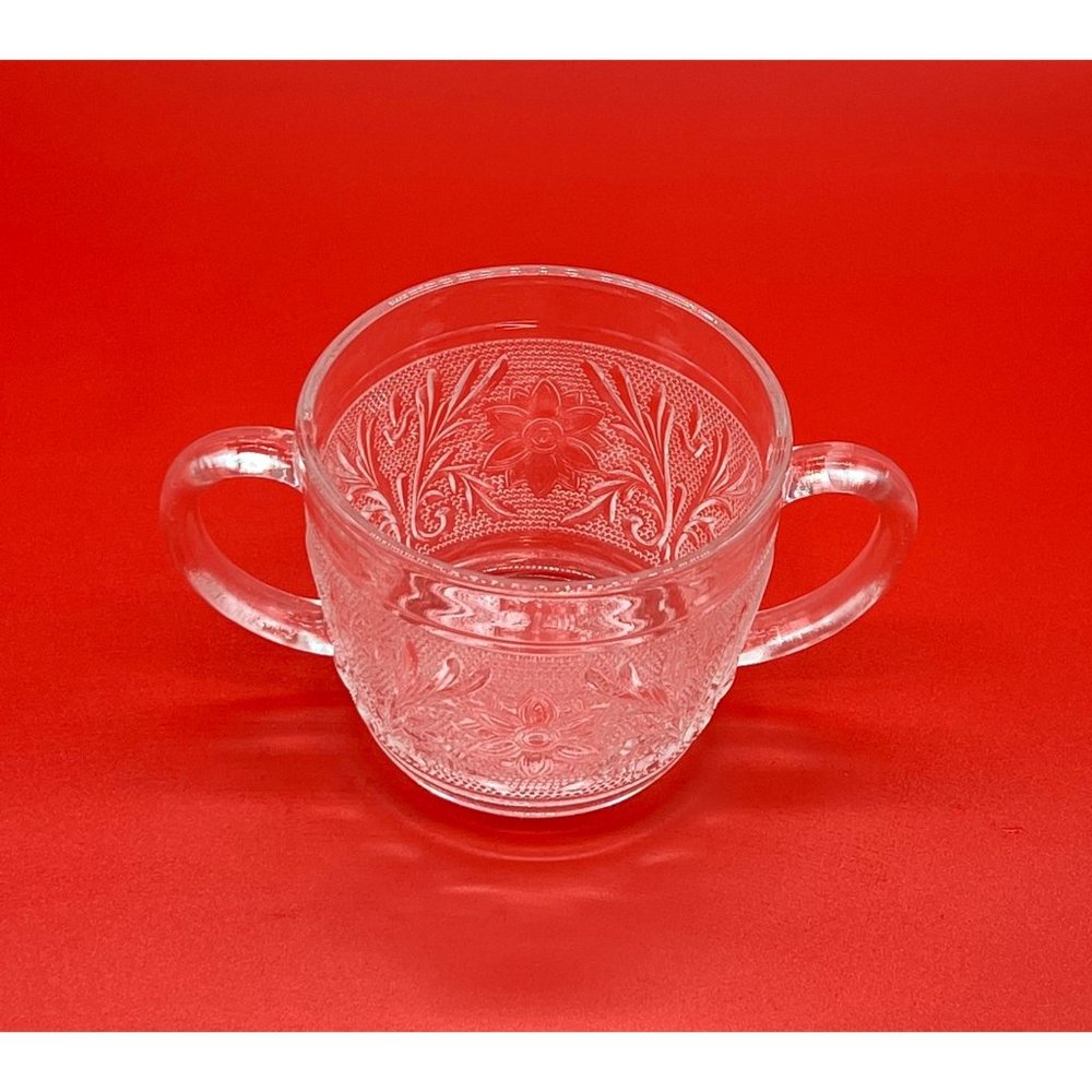 Vintage Indiana Glass Clear "Tiara Sandwich Glass" Double Handled Open Sugar Bow - Picture 2 of 3